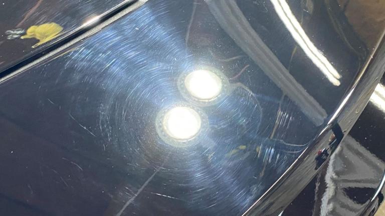 Black Paint with Swirl Marks under LED Lights